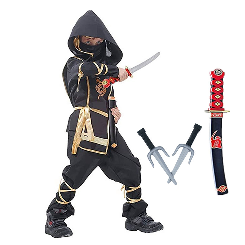 Kids Outdoor Ninja Warrior Course - Costume de Ninja noir pour garçon,